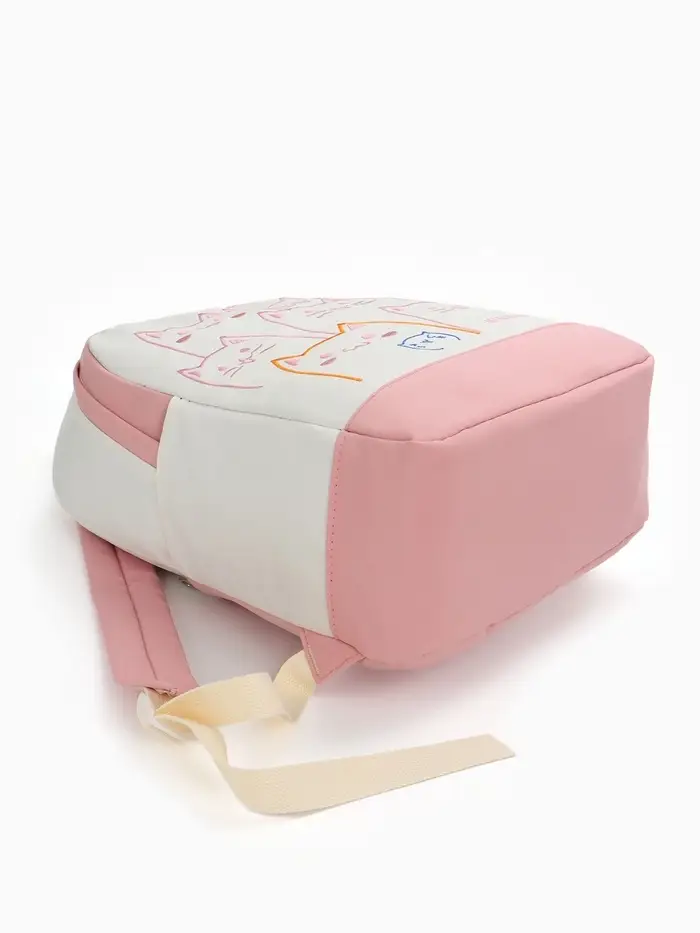 Рюкзак школьный на молнии, с карманами, с рисунком, размер 30&times;14&times;43 см, розовый