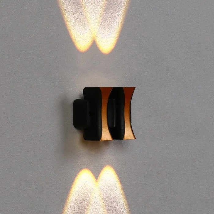 Светильник фасадный «Элегант», FSD-043, 4 Вт, 3000К, 2 луча, IP65, 220 В, пластик, черный Светильник фасадный «Элегант», FSD-043, 4 Вт, 3000К, 2 луча, IP65, 220 В, пластик, черный