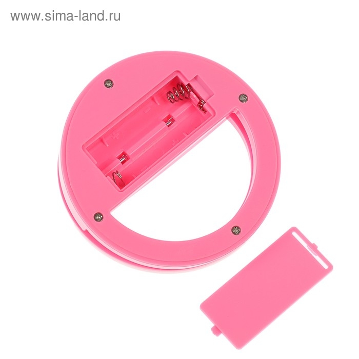 Светодиодная кольцевая лампа для телефона Luazon AKS-03, от батареек, 3 режима, розовая