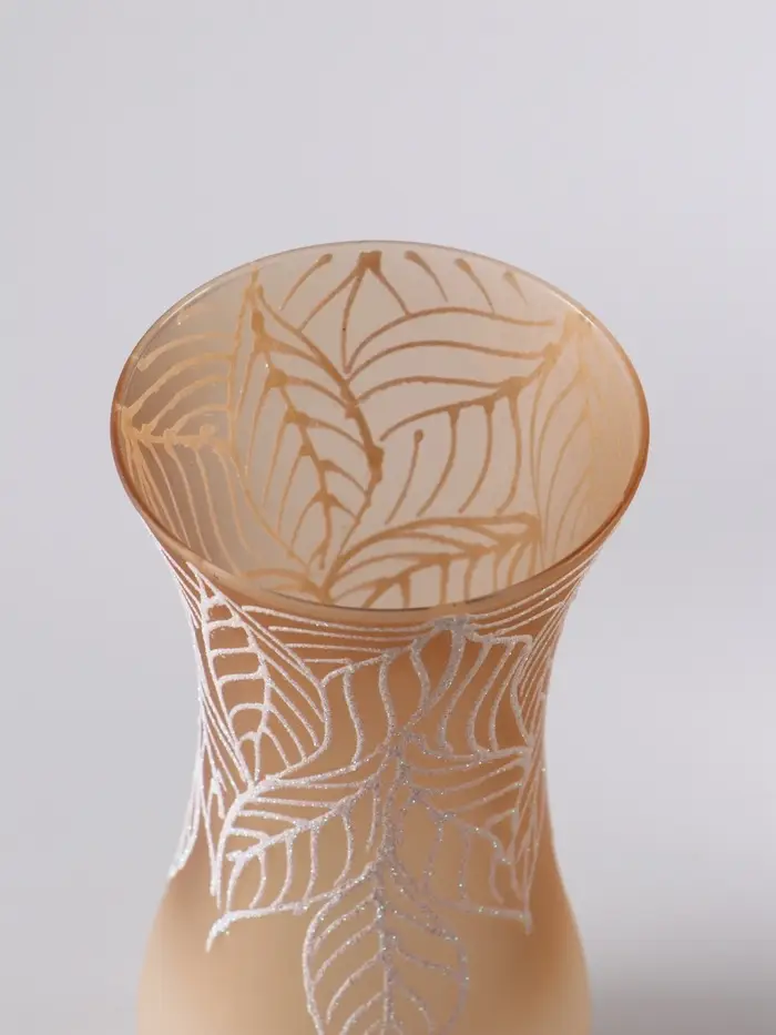 Ваза «Кармен» листья, волна, h=26 см, стекло, пудра