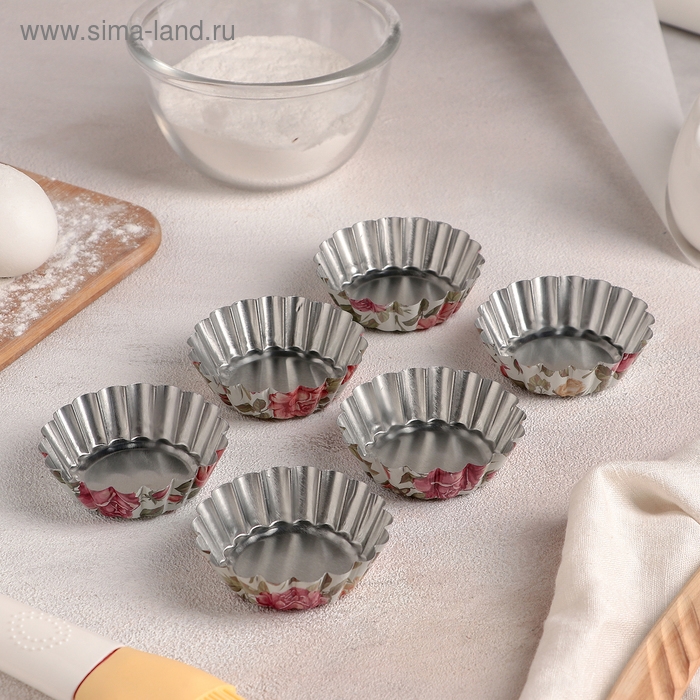 Набор форм для выпечки Доляна «Бутон. Розарий», 7×2 см, 6 шт Набор форм для выпечки Доляна «Бутон. Розарий», 7×2 см, 6 шт