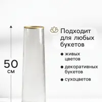 Ваза для цветов напольная &laquo;Линней&raquo;, 50&times;15 см, стекло, прозрачная