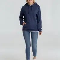 Толстовка с капюшоном унисекс Hoodie, синий меланж, размер XS
