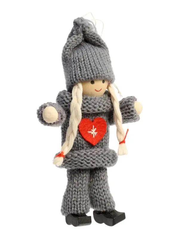 Елочная игрушка &laquo;Куколка в костюме&raquo;, серая, МИКС