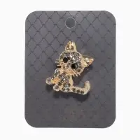 Брошь &laquo;Кошечка&raquo;, очаровательная, чёрно-серая в золоте