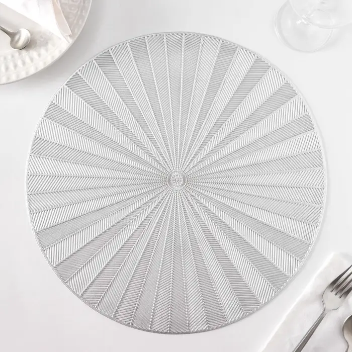 Салфетки сервировочные на стол Доляна Fly, d=38 см, 4 шт., серебряные