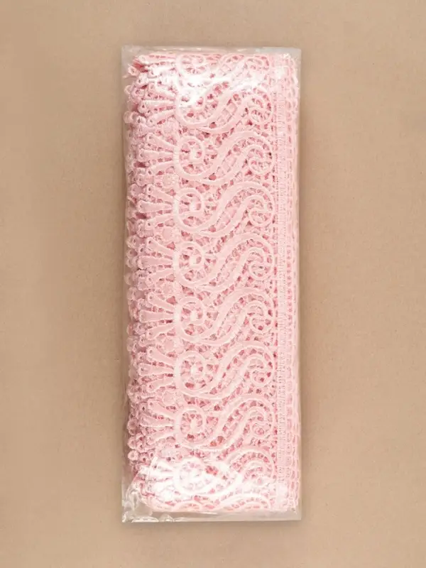 Кружево гипюровое, 94 мм, 11&plusmn;1 м, цвет нежно-розовый