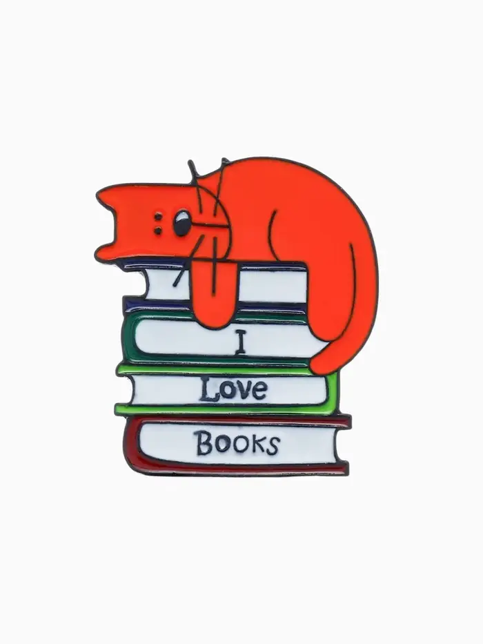 Значок &laquo;Кот&raquo;, на книгах, цветной в чёрном металле