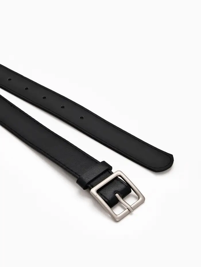 Ремень жен 05-01-02-01, Июнь2508, 3*0,3*110 см, без винта, пряж мат металл, 1 прокол, черн   1090314