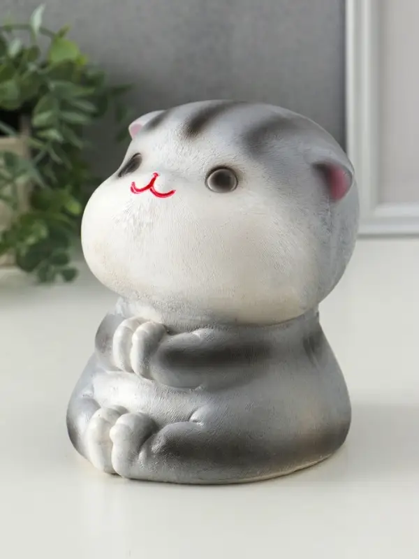 Копилка Копилка "Кот Дзен" серый, 16х14х14,5 см