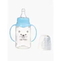 Бутылочка для кормления M&B &laquo;Любимый сыночек&raquo;, классическое горло, прямая, с ручками, 150 мл., от 0 мес., голубой