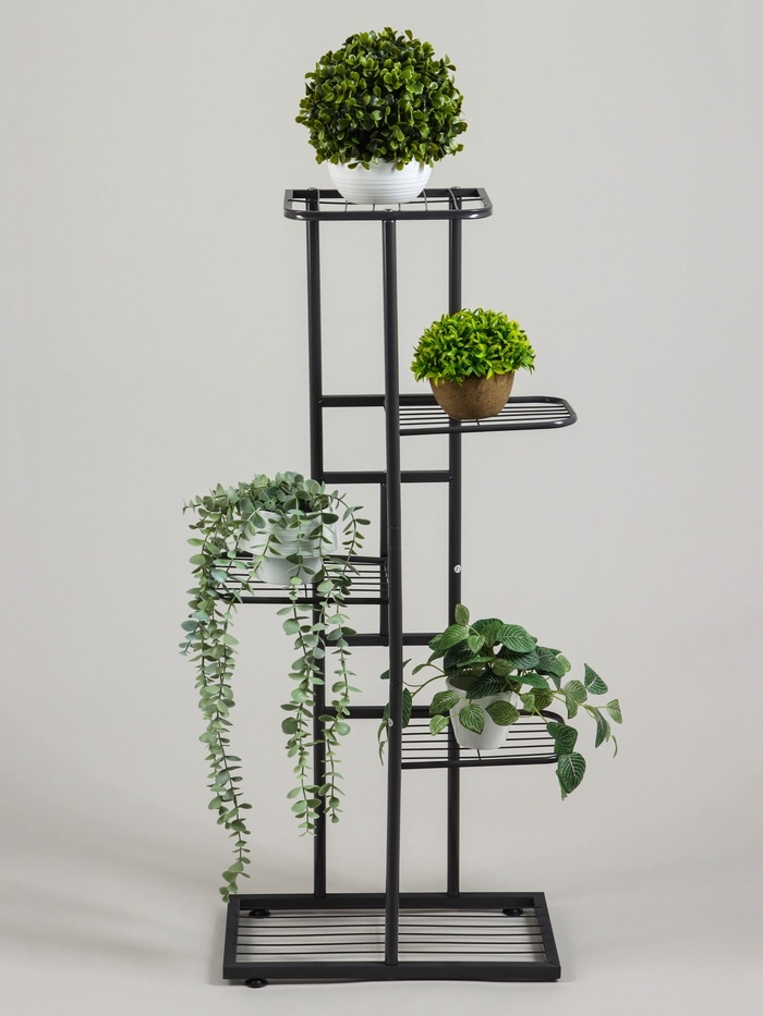 Подставка для цветов Greengo, 5 полок, 44 × 22 × 95 см, напольная, металл, тёмно-серая
