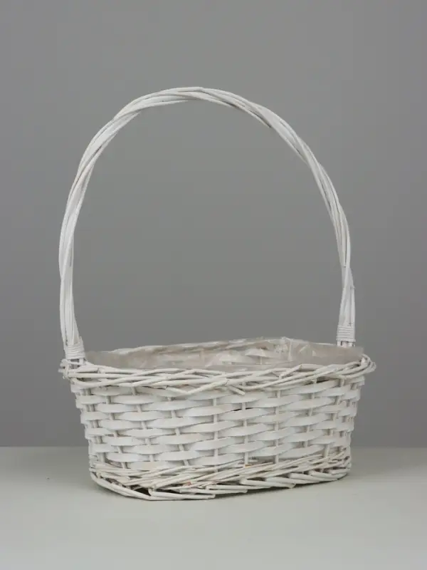 Корзина плетеная (ива), D30х20 H11 HH34 B24х16, 1 шт., белый