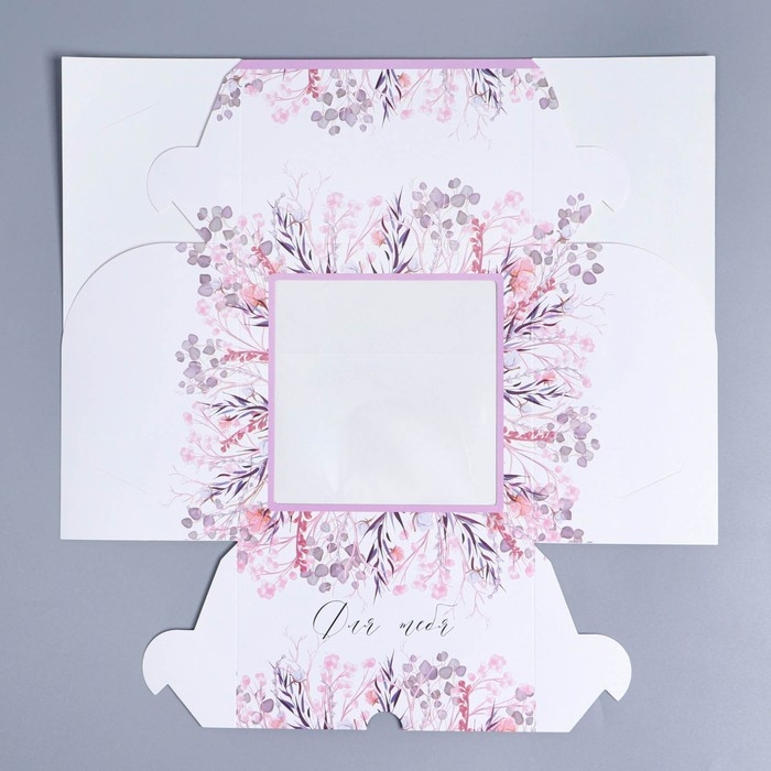 Коробка для капкейков, кондитерская упаковка с окном, 4 ячейки «Венок», 16 х 16 х 10 см