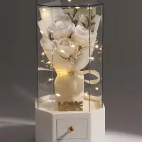 Шкатулка декоративная &laquo;Роза Love&raquo;, с подсветкой, 3хААА,, LN1445, 10&times;10&times;20.5 см, белая