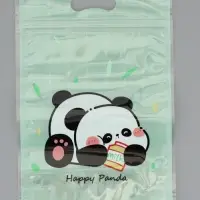 Пакет подарочный, с zip-lock застежкой, "Счастливая панда", 15х23 &plusmn; 1см МИКС