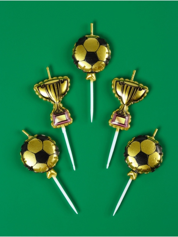 Набор свечей в торт Набор свечей в торт "Кубки и футбольные мячи", 5 шт, на шпажке