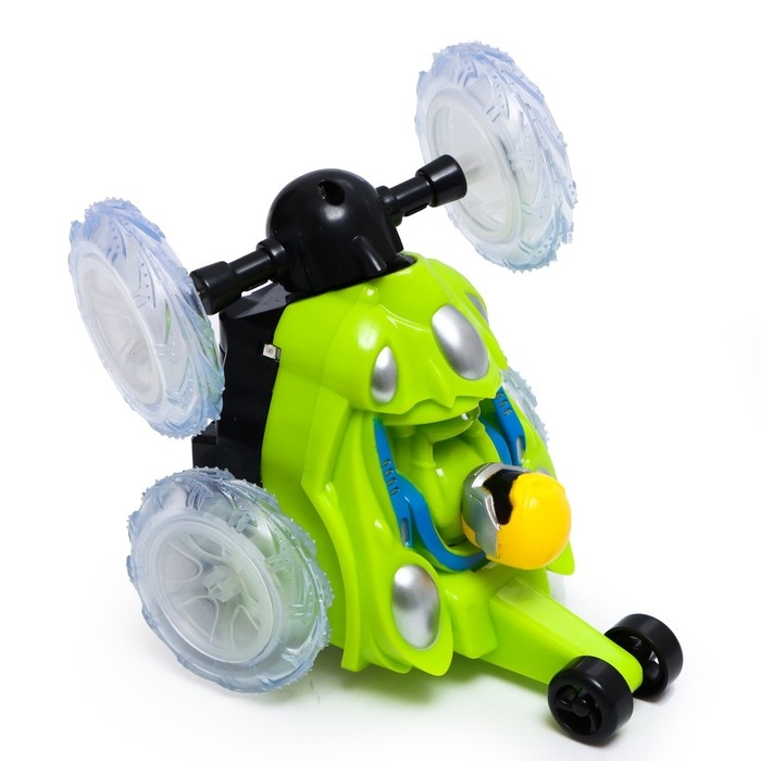 Машина-перевёртыш радиоуправляемая «Трюк», работает от батареек, световые эффекты, цвет зелёный Машина-перевёртыш радиоуправляемая «Трюк», работает от батареек, световые эффекты, цвет зелёный