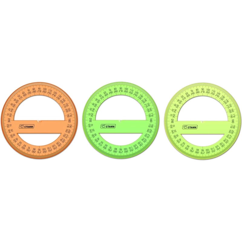 Транспортир 10 см 360 &nbsp;градусов, NEON Cristal, цвет ассорти ТР41