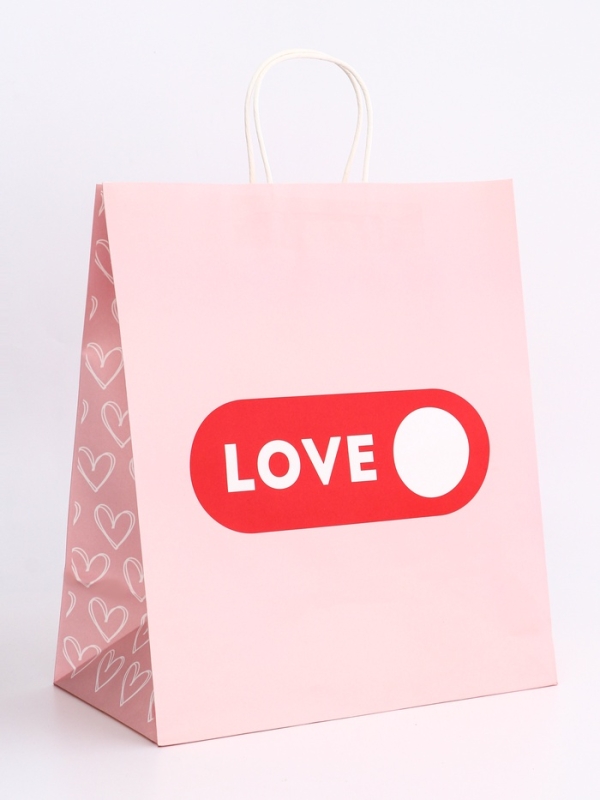 Пакет подарочный крафт  Пакет подарочный крафт "Любовь" 32 х 17,5 х 37 См