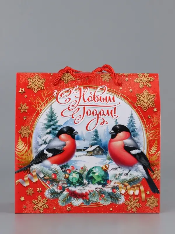 Коробка подарочная складная Коробка подарочная складная "Снегири" 23 х 10 х 23 см