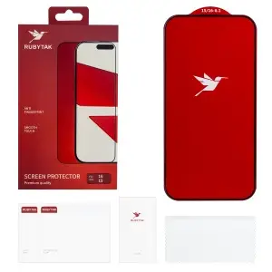 Защитное стекло для iPhone 15/16 RUBYTAK HD Silk Print