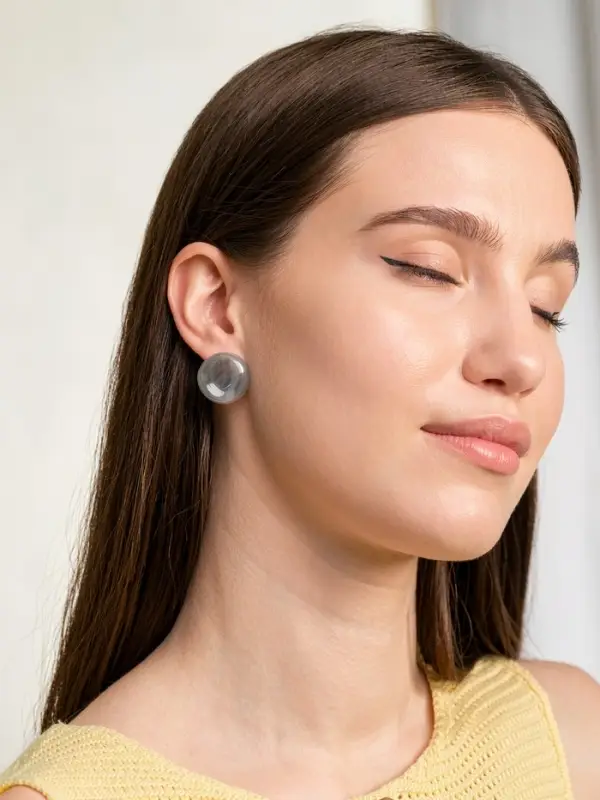 Серьги пластик &laquo;Леденец&raquo;, d=2 см, с разводами белыми, серые