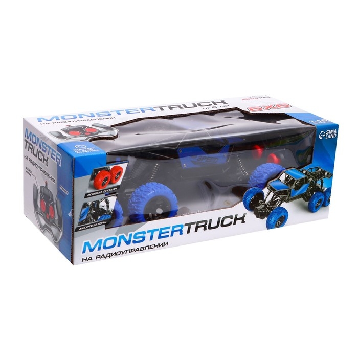 Джип радиоуправляемый 6X6, 1:18, работает от аккумулятора, цвет синий Джип радиоуправляемый 6X6, 1:18, работает от аккумулятора, цвет синий