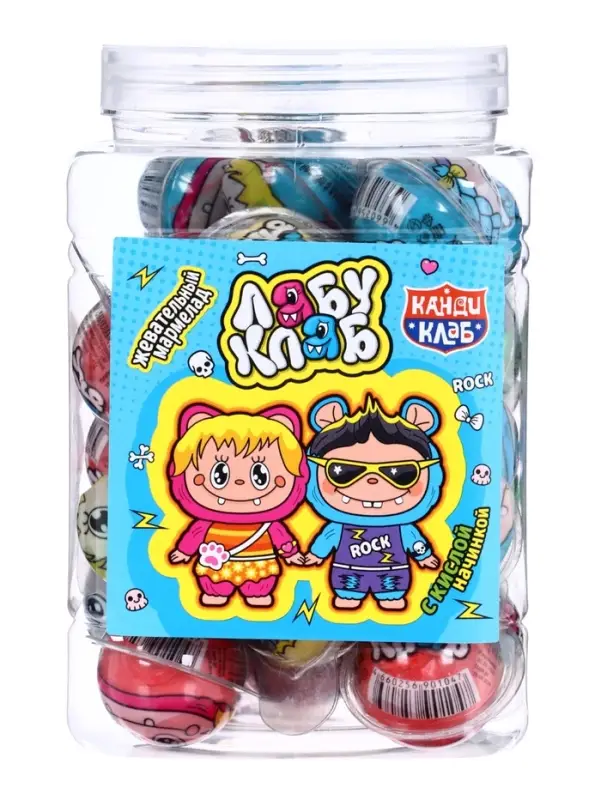 Жевательный мармелад с кислой начинкой "ЛАБУ КЛАБ" ассорти 10г