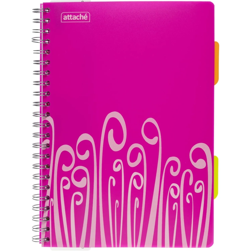 Бизнес-тетрадь А4,140 л,пласт обл, с разд,спир,ATTACHE FANTASY,розов