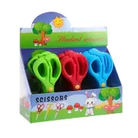 Ножницы 13 см, пластиковые ручки, закругленные концы, блистер, в картонной коробке, корпус МИКС