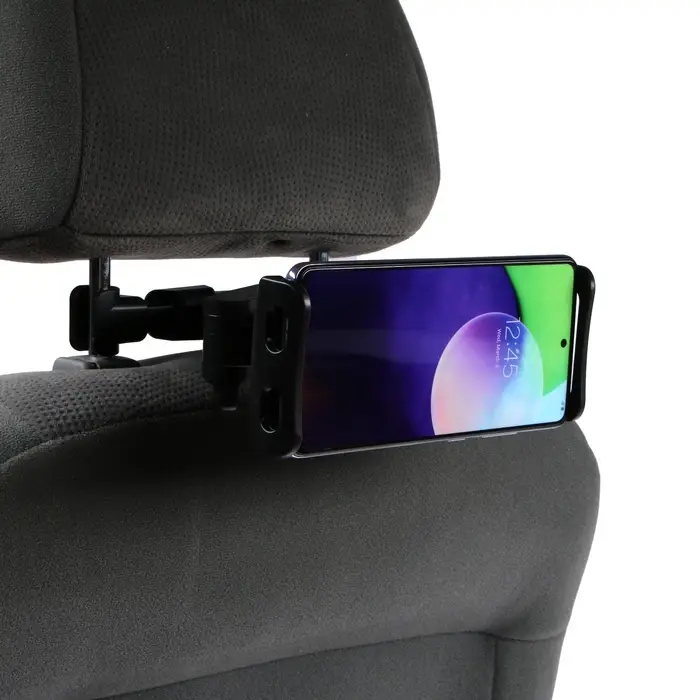 Держатель для телефона/планшета, на подголовник авто, телескопический, 11-21 см, чёрный