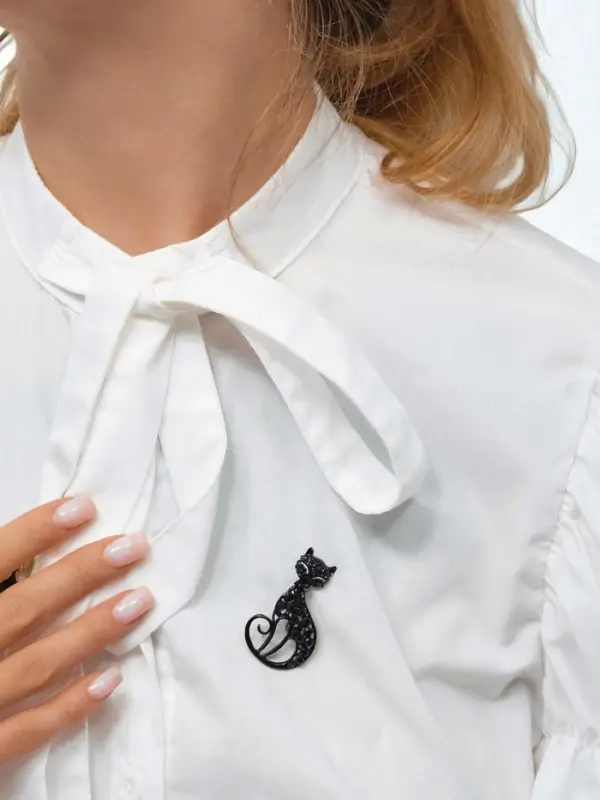 Брошь &laquo;Кошка&raquo;, грациозная, чёрная