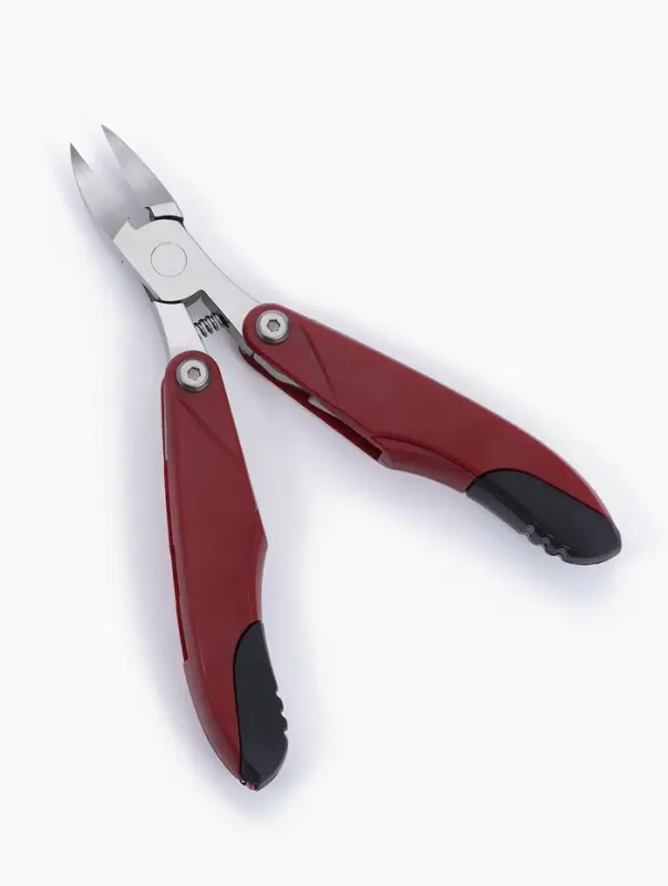 Кусачки педикюрные, 3 в 1, с лазерной пилкой, изогнутое лезвие, складные, 8.7 см, длина лезвия-18 мм, бордовые