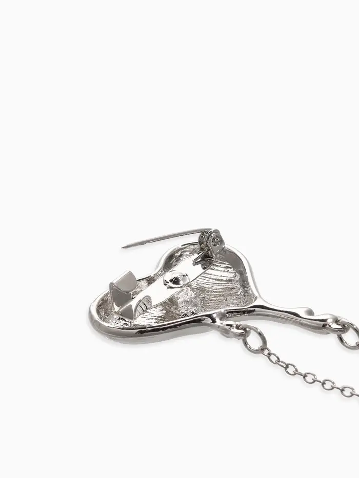 Брошь корейский стиль "Сердце" цвет серебро