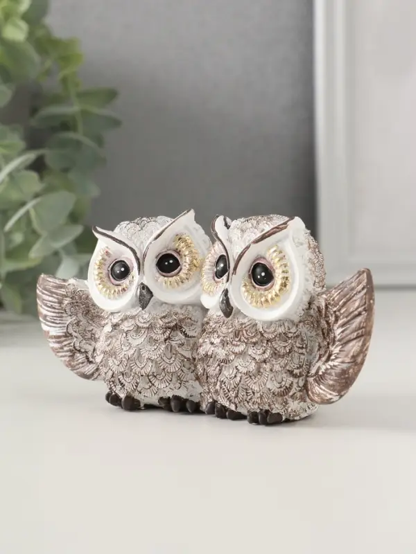 Фигурка полистоун &laquo;Совушки: объятия, с золотыми глазами&raquo;, 6.5&times;13&times;3.5 см