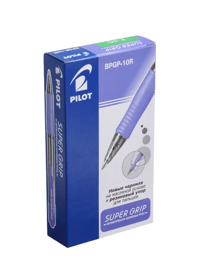 Ручка шариковая Pilot. Super Grip, автоматическая, синий стержень BPGP-10R-F (SG), узел 0.7 мм, на масляной основе, резиновый упор