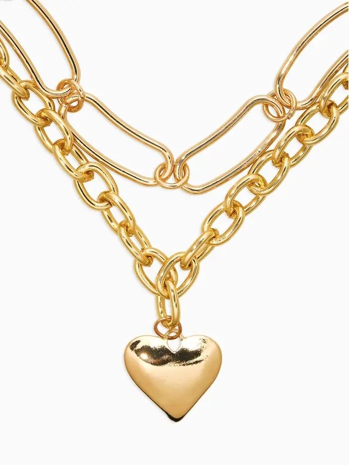 Цепь "Сердце" железо (набор 2шт) , 32/40см, цвет золото