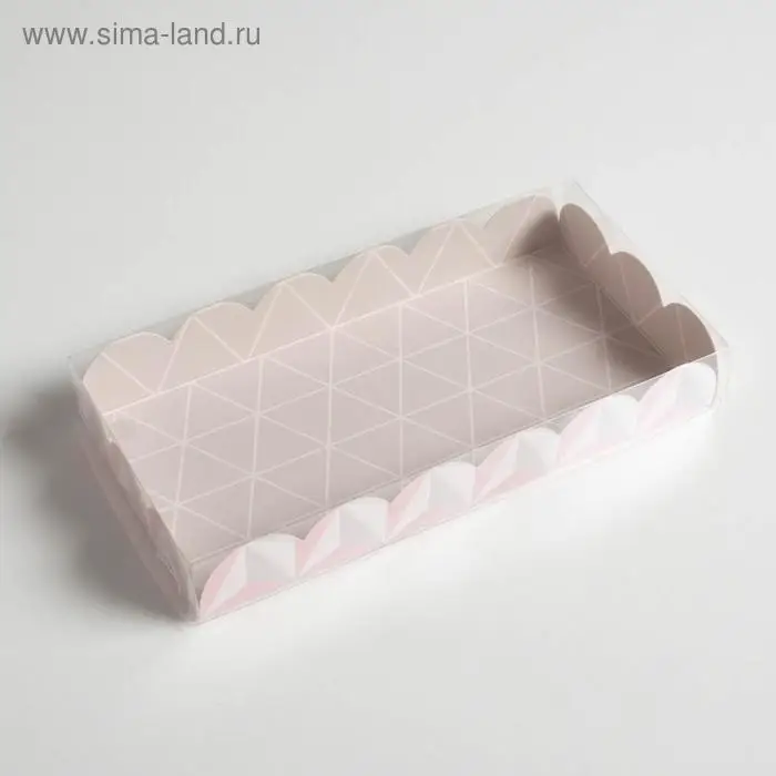 Коробка для печенья, кондитерская упаковка с PVC крышкой, «Тебе», 21 х 10.5 х 3 см