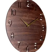 Часы настенные, интерьерные, бесшумные, d=35 см, дерево, коричневые