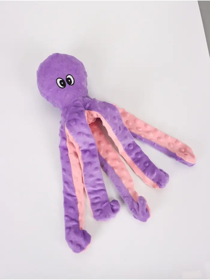 Игрушка мягкая шуршащая для собак "Осьминог", с пищалкой, 45 см, фиолетовая