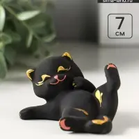 Фигурка керамика &laquo;Котик с лапкой&raquo;, 7 см, чёрный