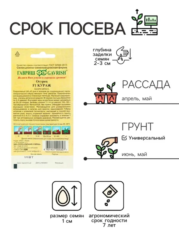 Семена Огурец &laquo;Изумрудный поток&raquo;, F1, 0.2 г, раннеспелый, &laquo;СеДеК&raquo;