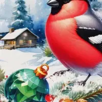 Коробка подарочная складная  "Снегири" 16 х 8 х 20 см