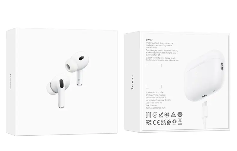 Гарнитура EW77 Bluetooth True Wireless Stereo Headset HOCO белая Гарнитура EW77 Bluetooth True Wireless Stereo Headset HOCO белая