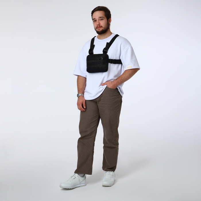 Сумка нагрудная на молнии, наружный карман, цвет чёрный Сумка нагрудная на молнии, наружный карман, цвет чёрный