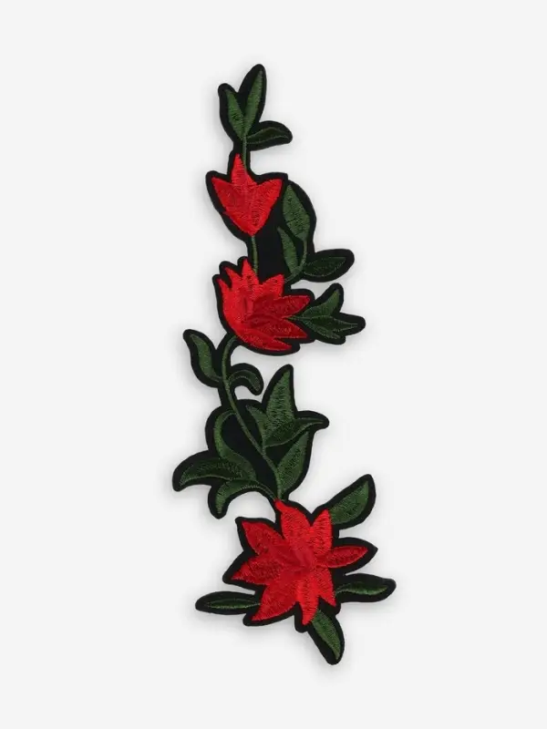 Термоаппликация «Цветы», 20×7 см, красная Термоаппликация «Цветы», 20×7 см, красная