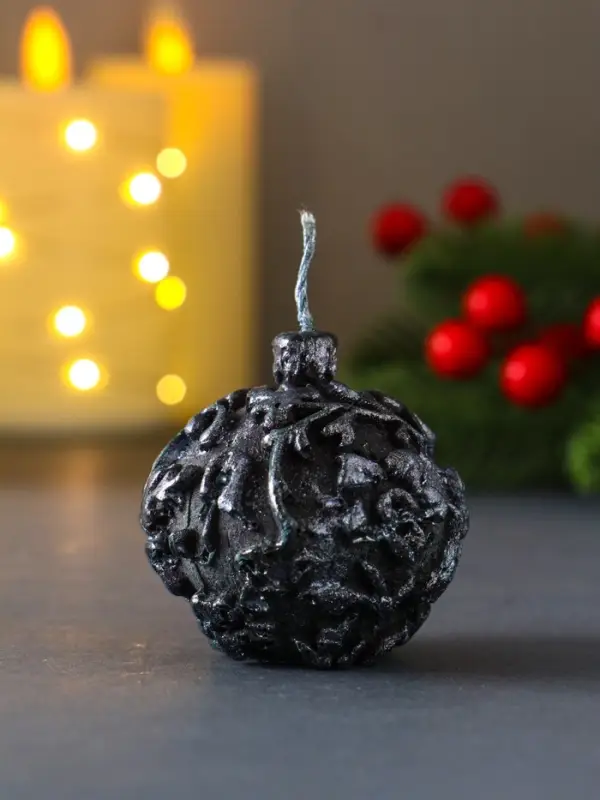 Свеча "Новогодний шарик", 55х55 мм, голубая роспись