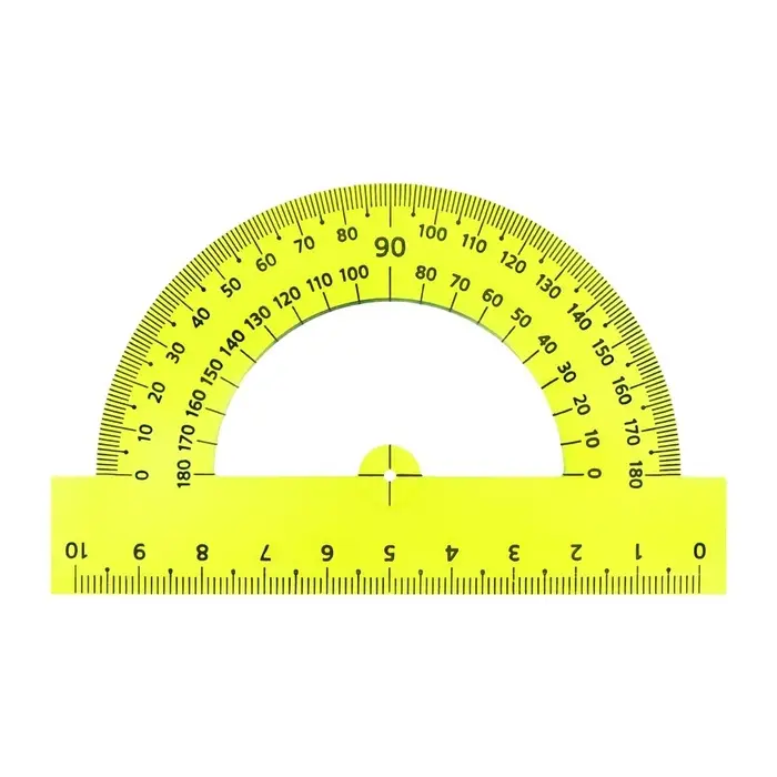 Транспортир 180°/10 см Calligrata, пластиковый, прозрачный, зелёный, МИКС