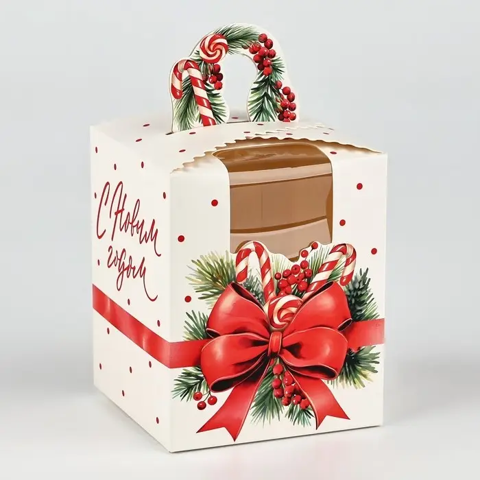 Коробка новогодняя складная «Бант новогодний» 9 х 11 х 9 см Коробка новогодняя складная «Бант новогодний» 9 х 11 х 9 см